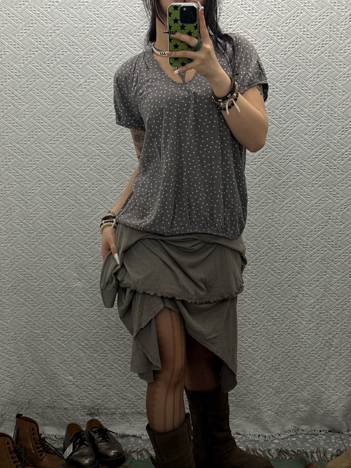 빈티지 코지 러블리 시어 아방 도트 블라우스 반팔티 K0038 상품이미지1