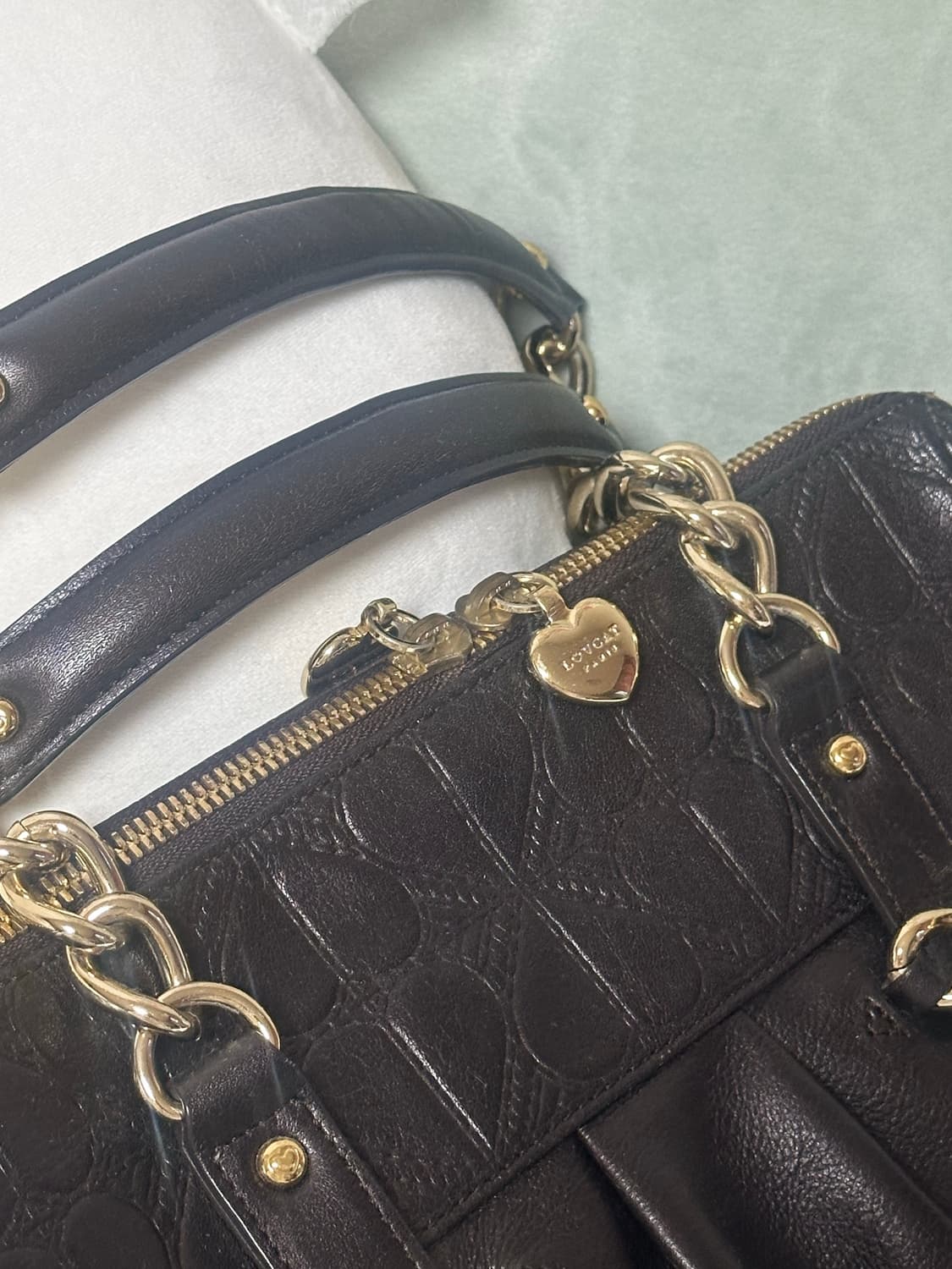 빈티지 러브캣 하트 퀼팅 핸드백 토트백 갸루 모리 상품이미지2