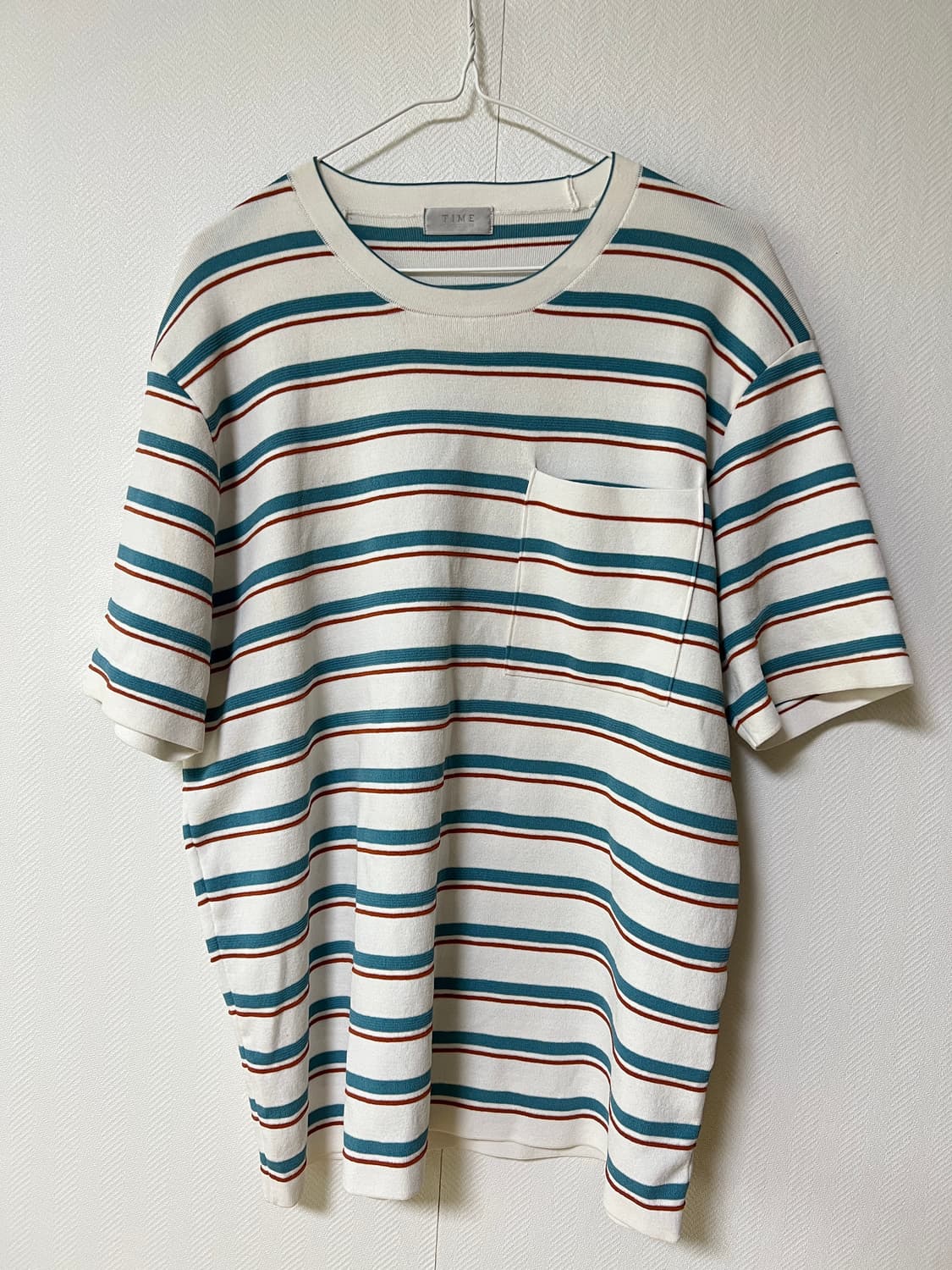 타임옴므 스트라이프 니트 반팔 티셔츠 105 상품이미지1