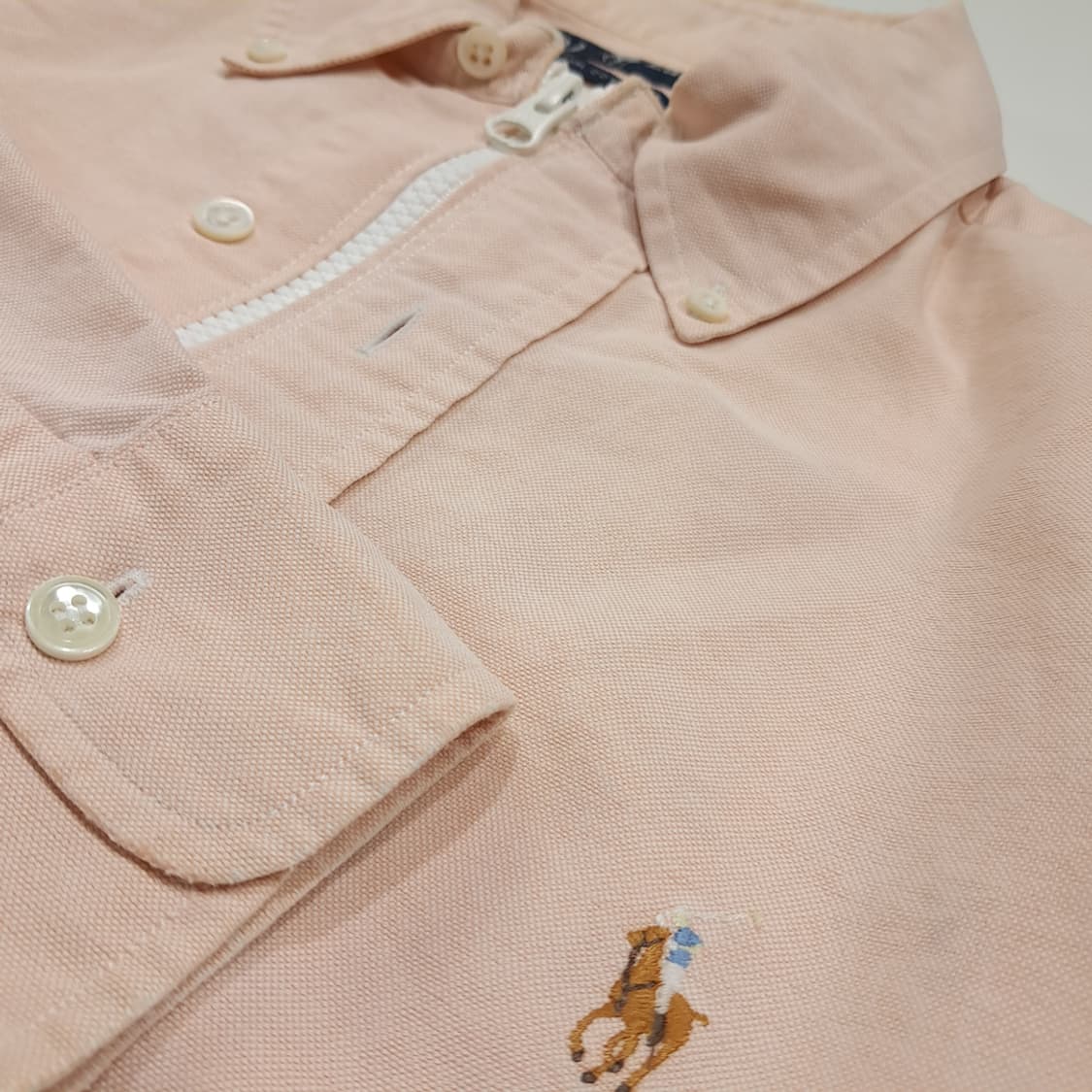 CK105 Free 폴로 00s 말레이시아판 오렌지피치 크롭 셔츠 상품이미지4