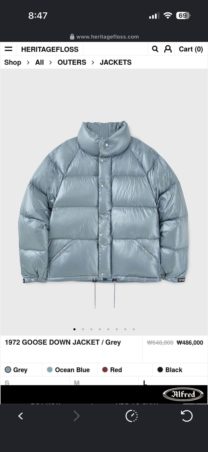 [L] 헤리티지플로스 1972 구스다운자켓 그레이색상 상품이미지1