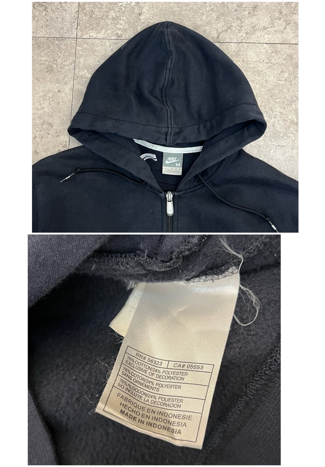 나이키 기모 후드집업 블랙 M #csz2529 상품이미지4