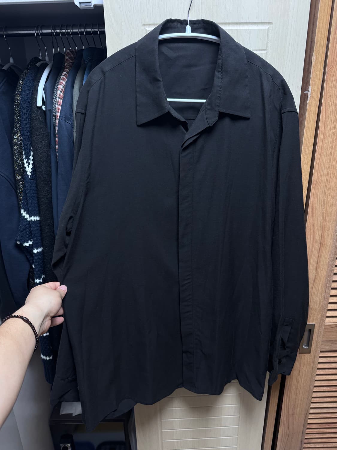 System 105 오픈카라 블랙 셔츠 상품이미지1