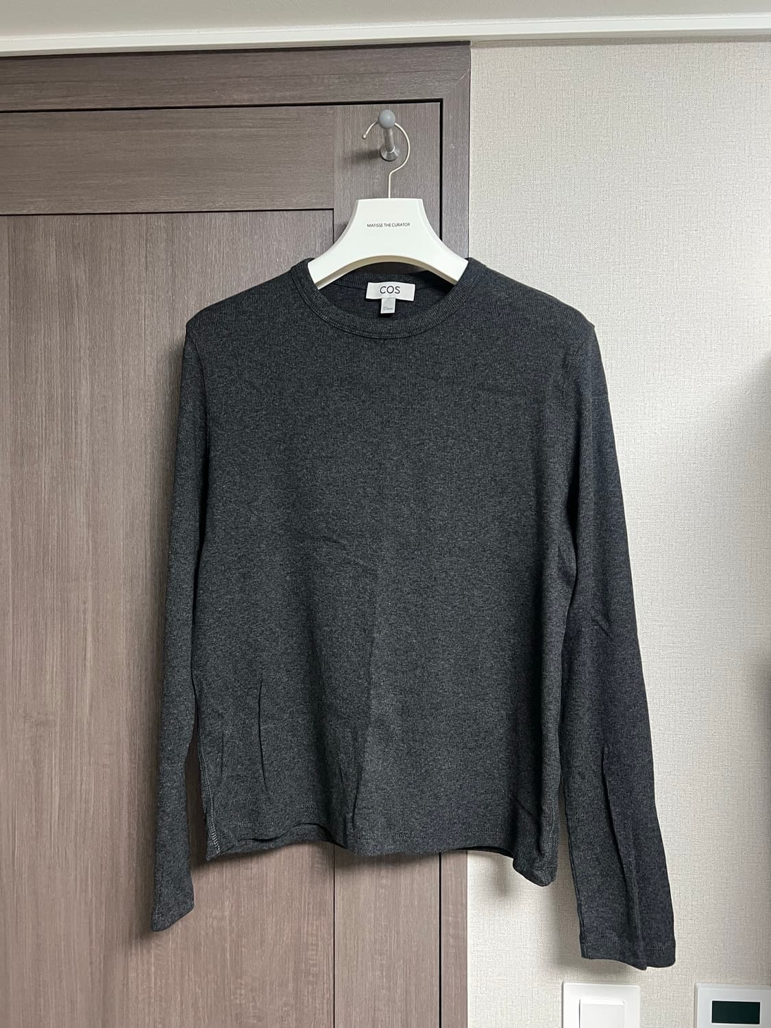 cos 슬림 리브드 코튼 롱슬리브 다크그레이 L 새상품 상품이미지3
