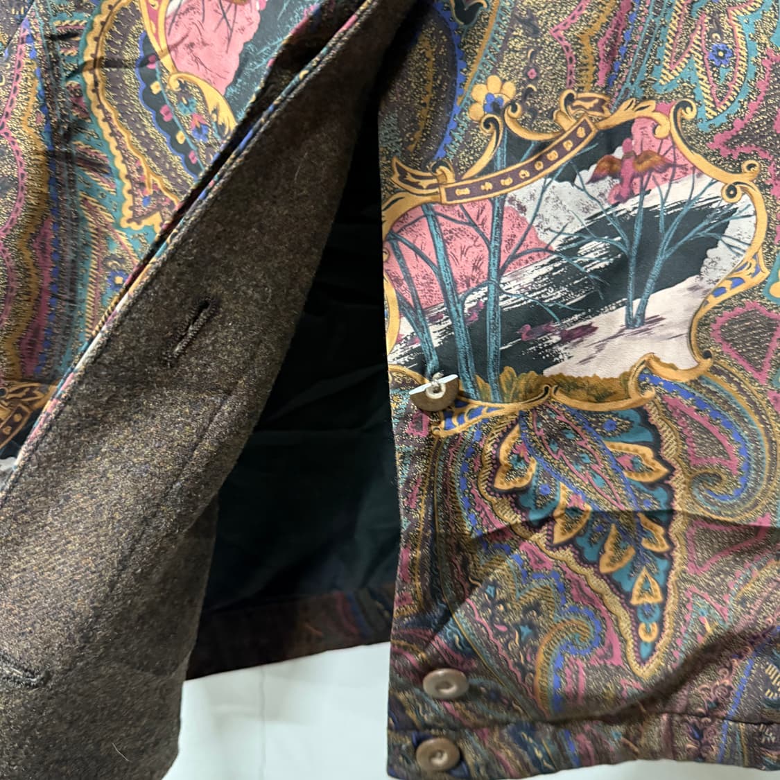 VTG 빈티지 에스닉 페이즐리 패턴 퍼 카라 트리밍 자켓 상품이미지6