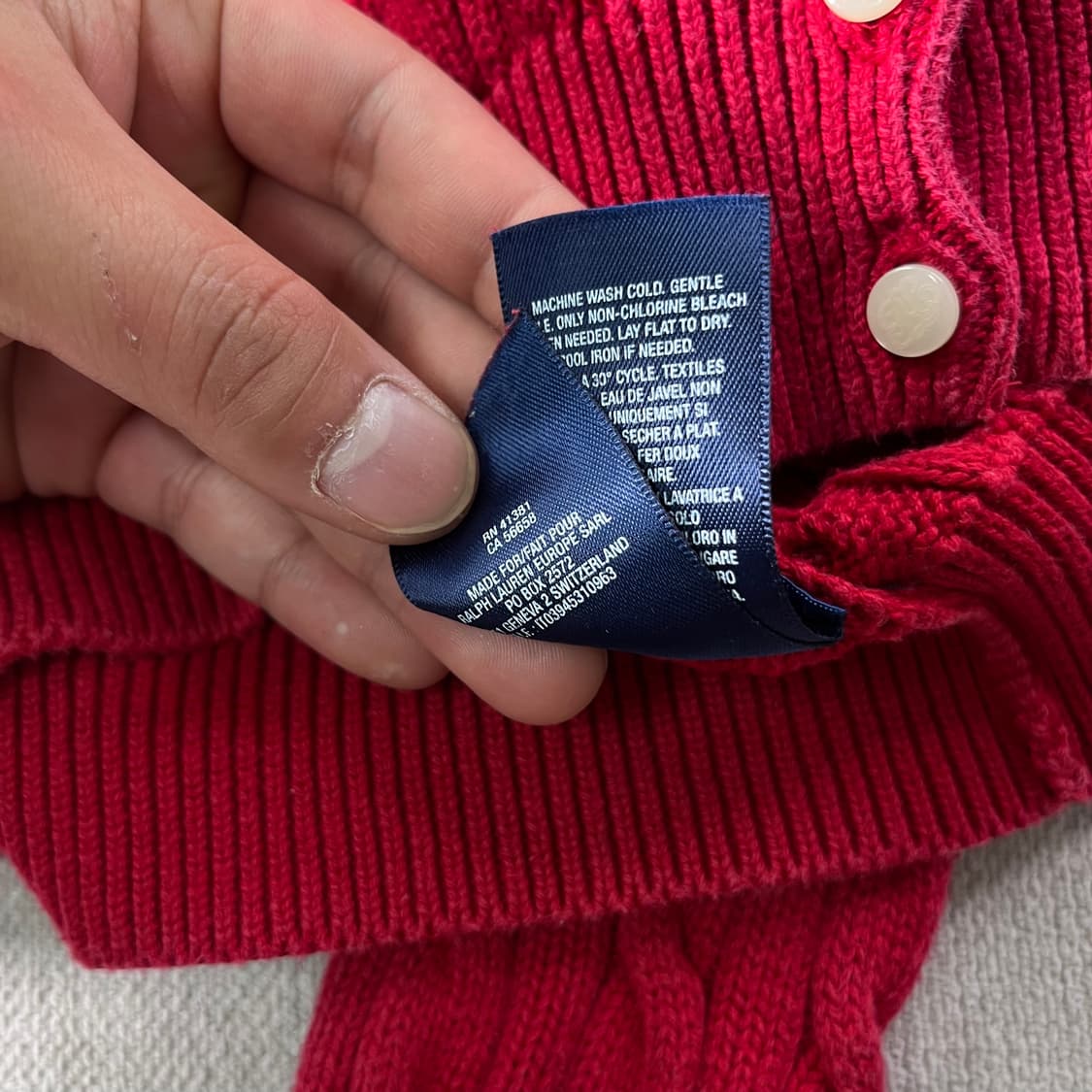 W 90 폴로랄프로렌 레드 꽈배기 가디건 상품이미지4