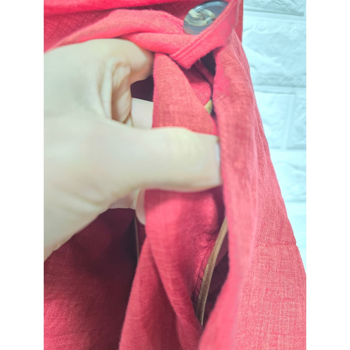 택포) 베네통 빨간색 린넨 블레이저 M 상품이미지3