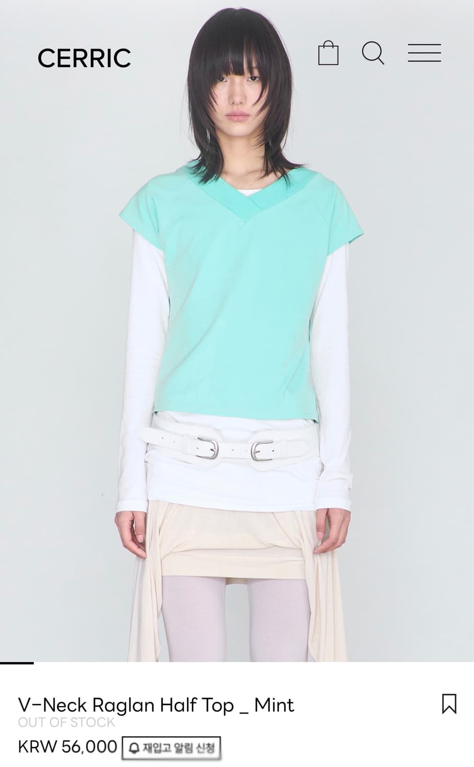 세릭 V-Neck Raglan Half Top _ Mint 상품이미지1