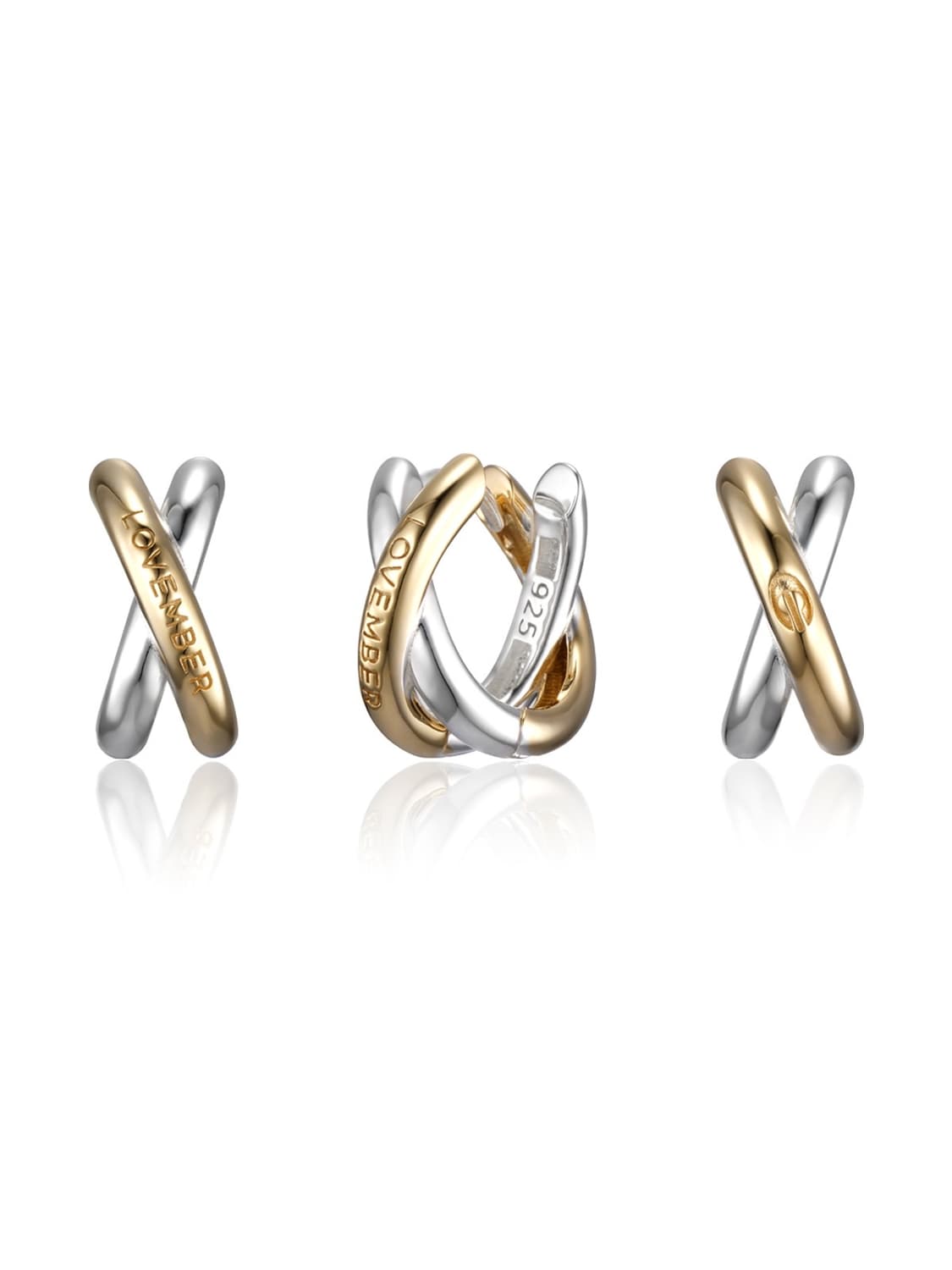 실버 925 러벰버 크로스 후프 귀걸이 실버 상품이미지1