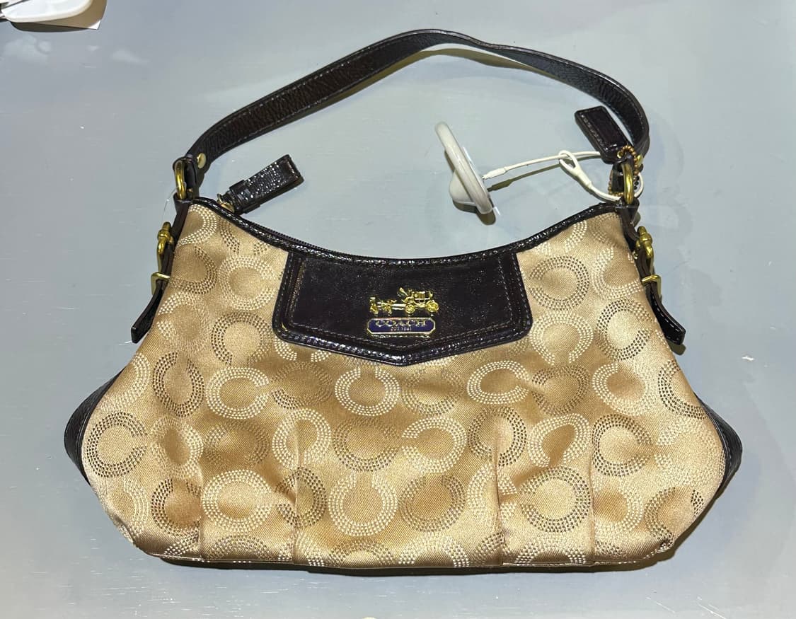 COACH 코치 딥퍼플 애나멜 베이지 토트백 상품이미지1