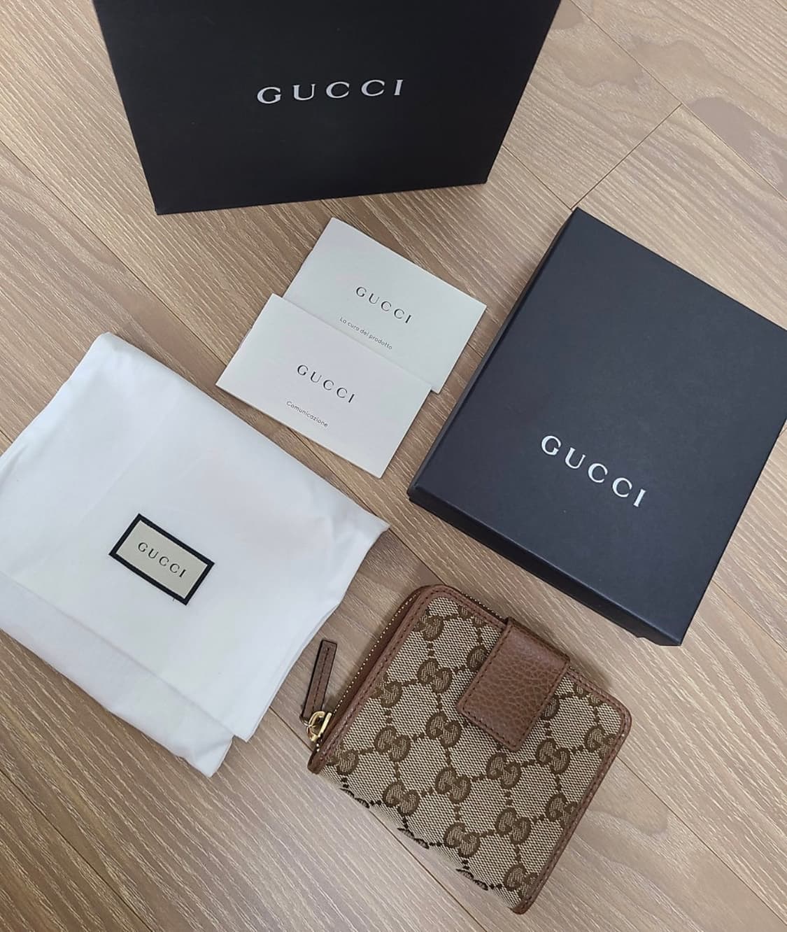 구찌 GG 캔버스 폴드 월렛 베이지 브라운 상품이미지2