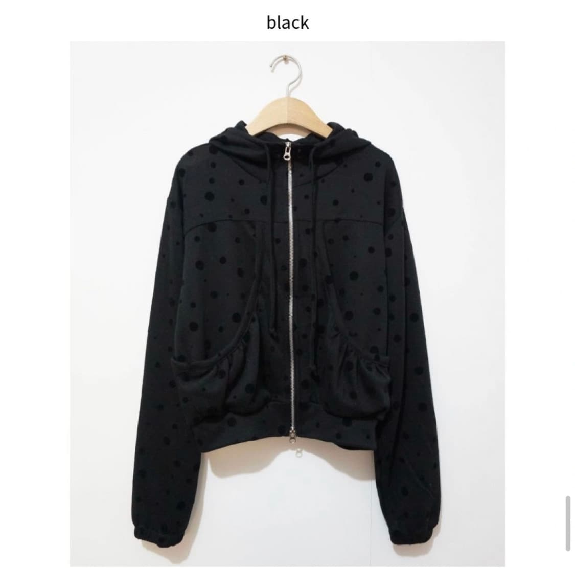 모래하우스 도트후드집업 블랙 상품이미지2