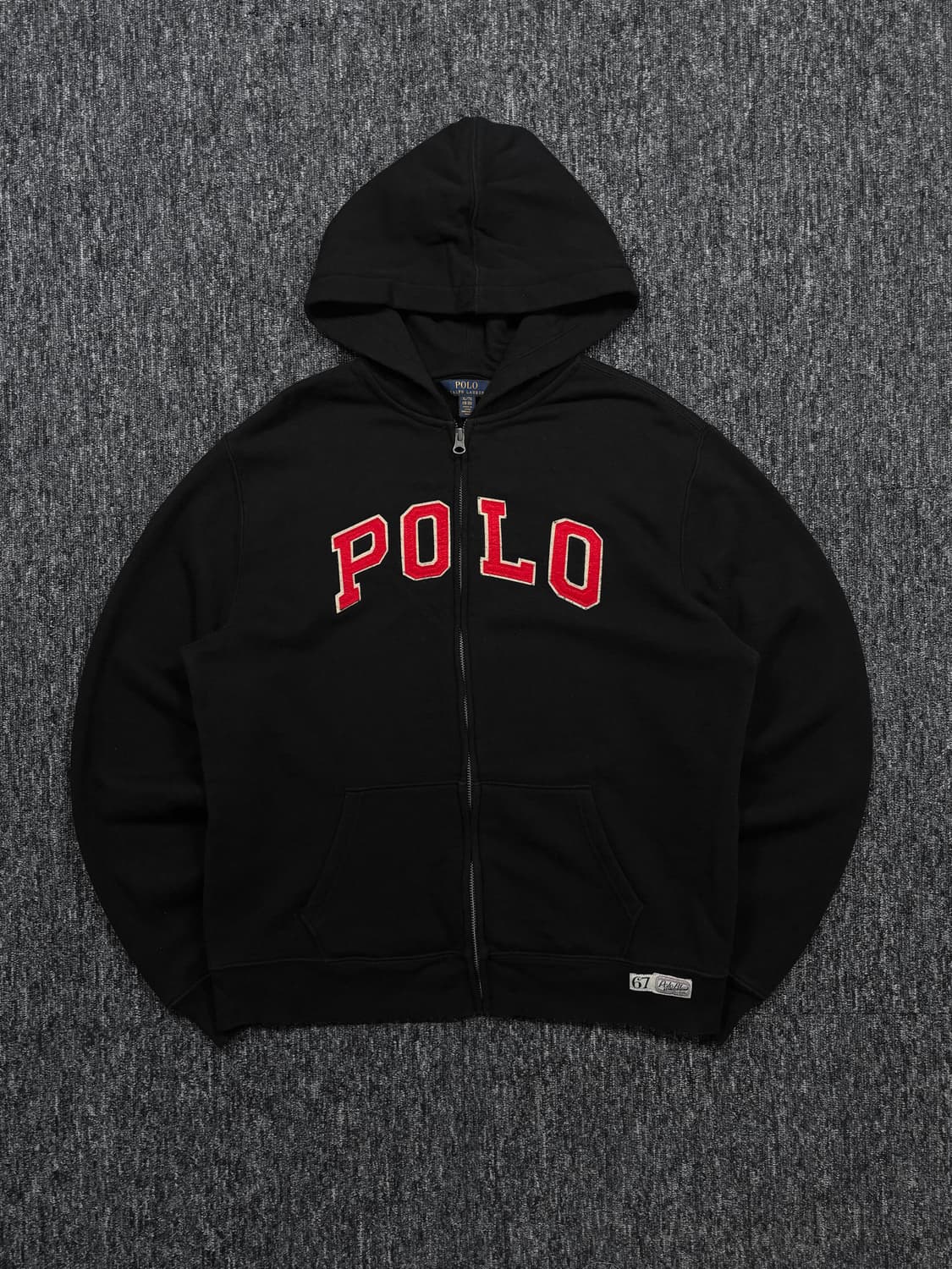 폴로 로고 블랙 후드집업 상품이미지3
