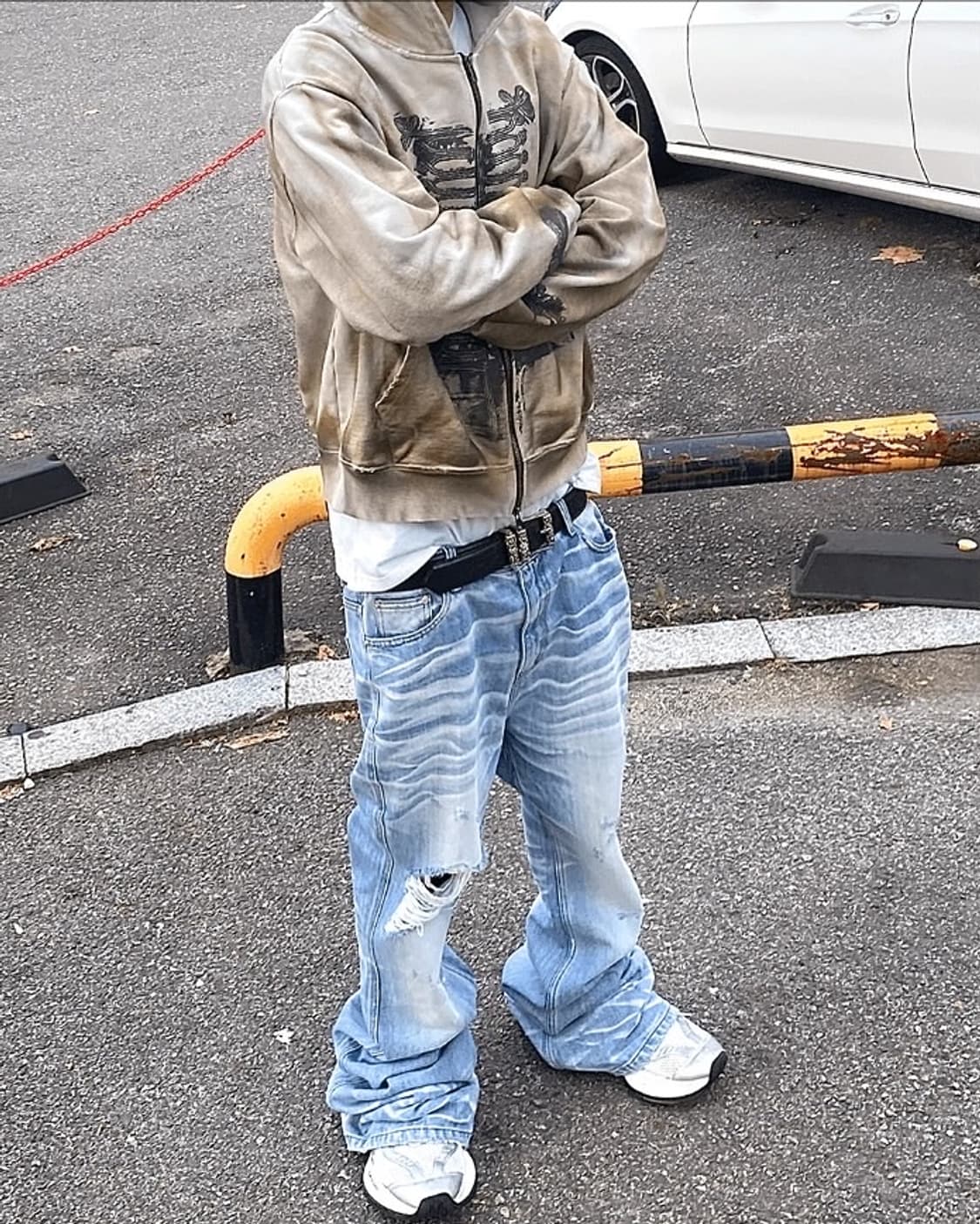 언더마이카 연청 오버 플레어진 텍안뗀 새제품 상품이미지1