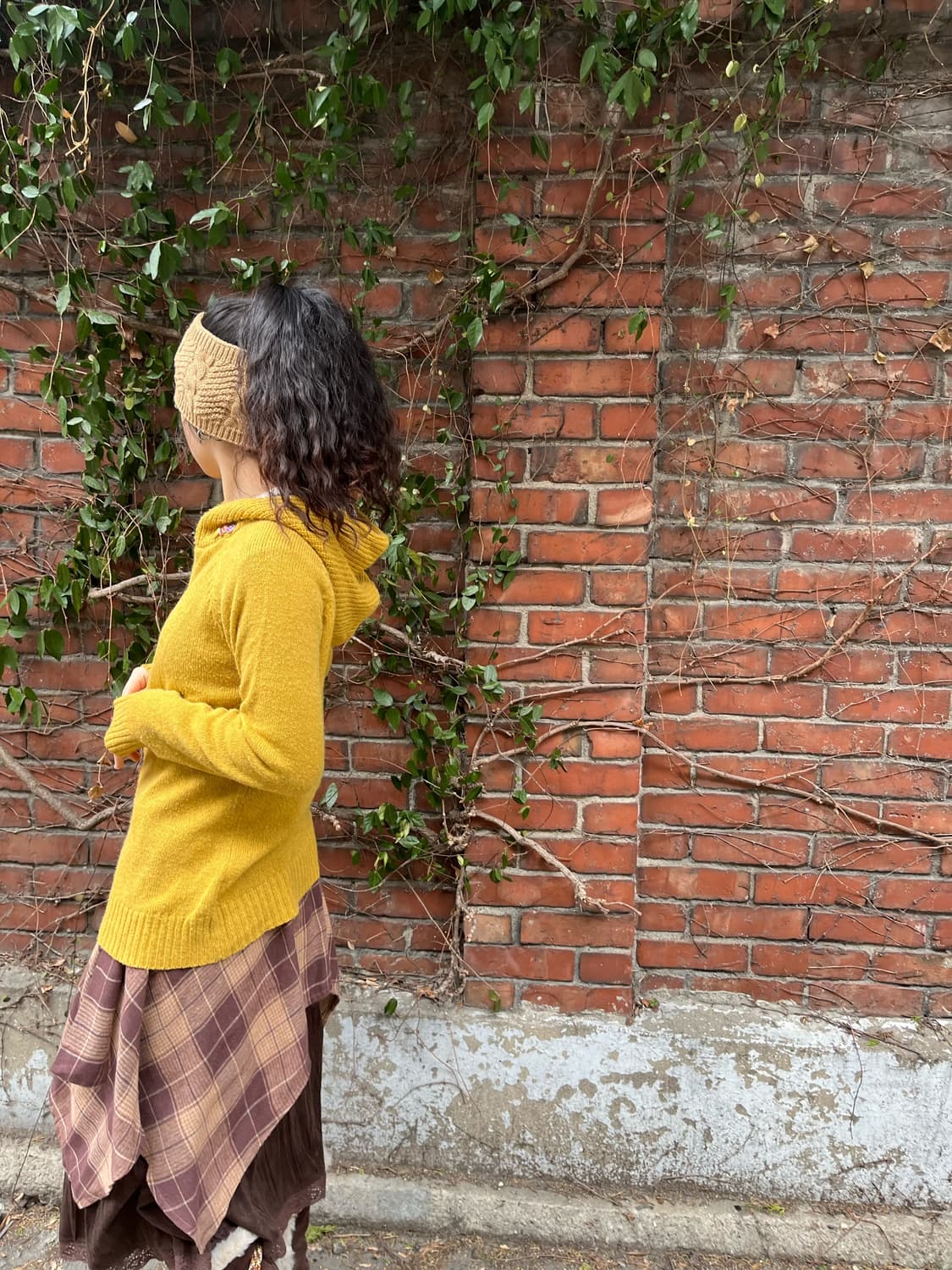 빈티지 노랑 후드 니트 상품이미지3