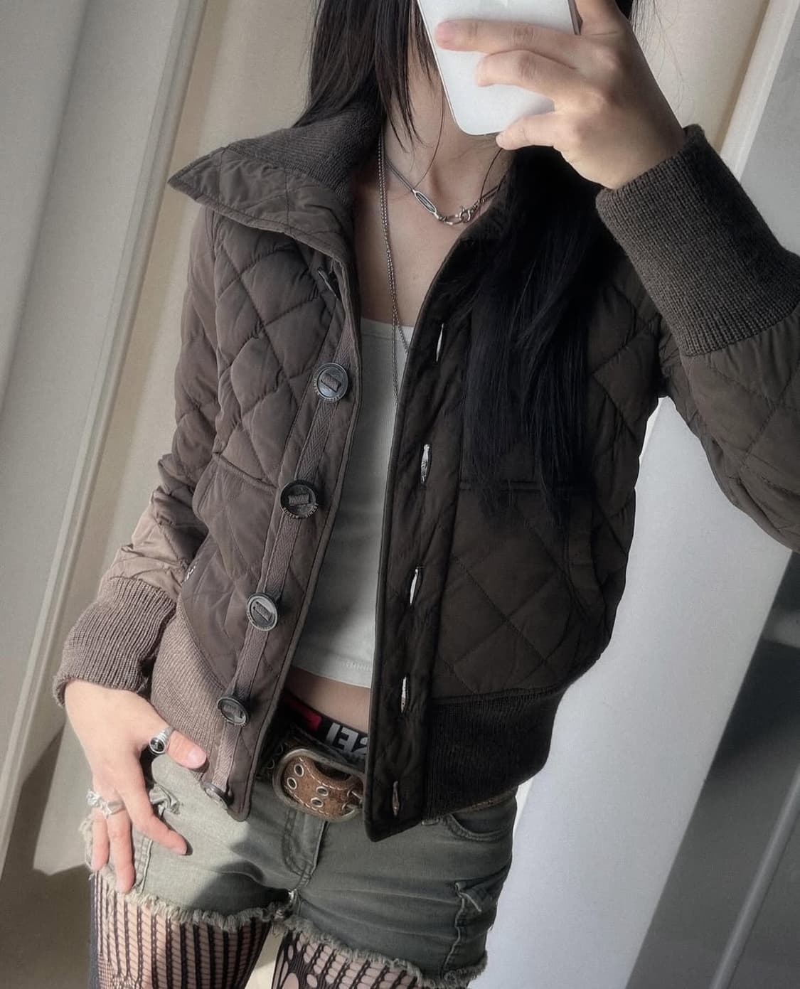 히코빈티지 브라운 퀼트 아우터 상품이미지2