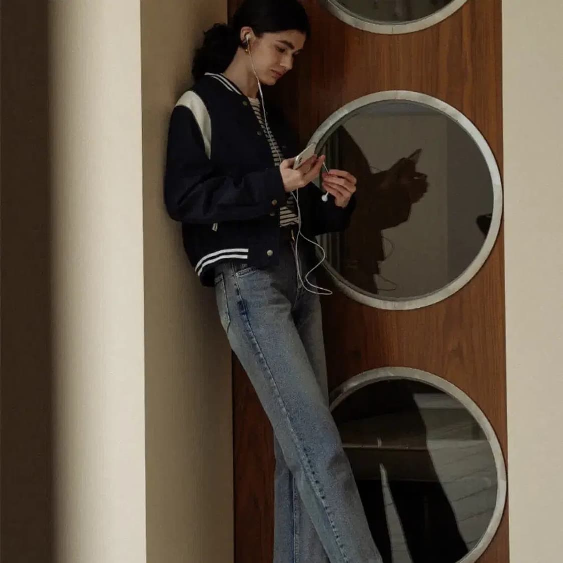 틸아이다이 베이스볼 레더 포인트 자켓 (블랙) 상품이미지5