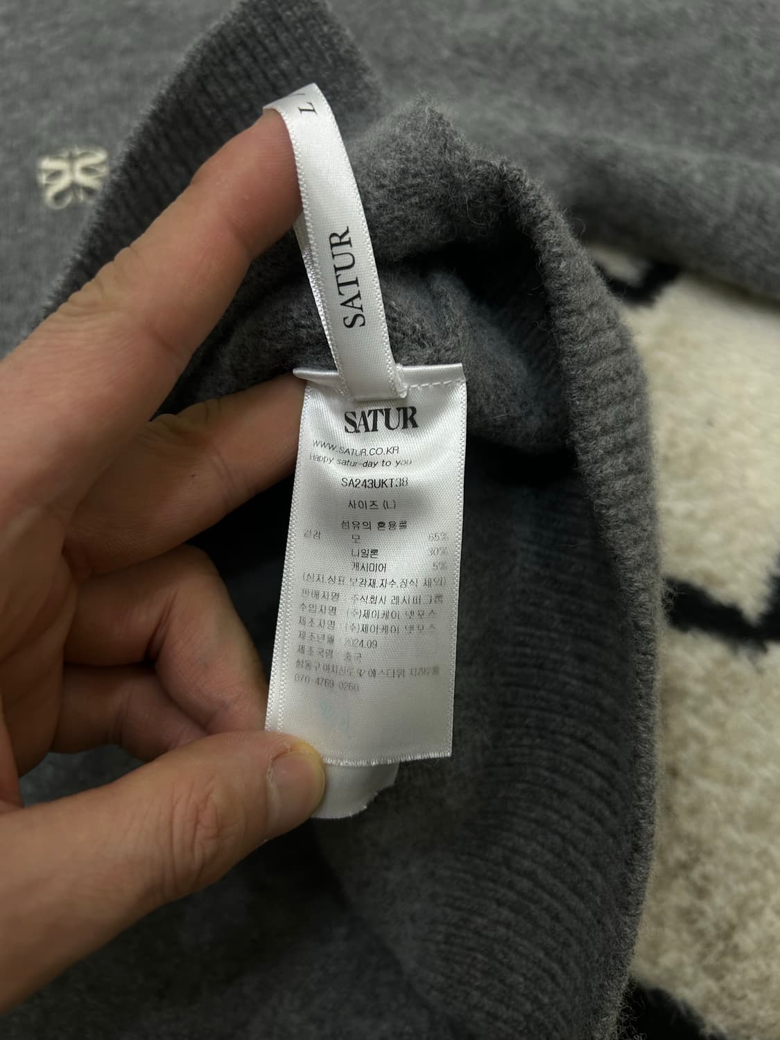 [L]세터 언발란스 캐시미어 블렌드 니트/그레이 상품이미지6