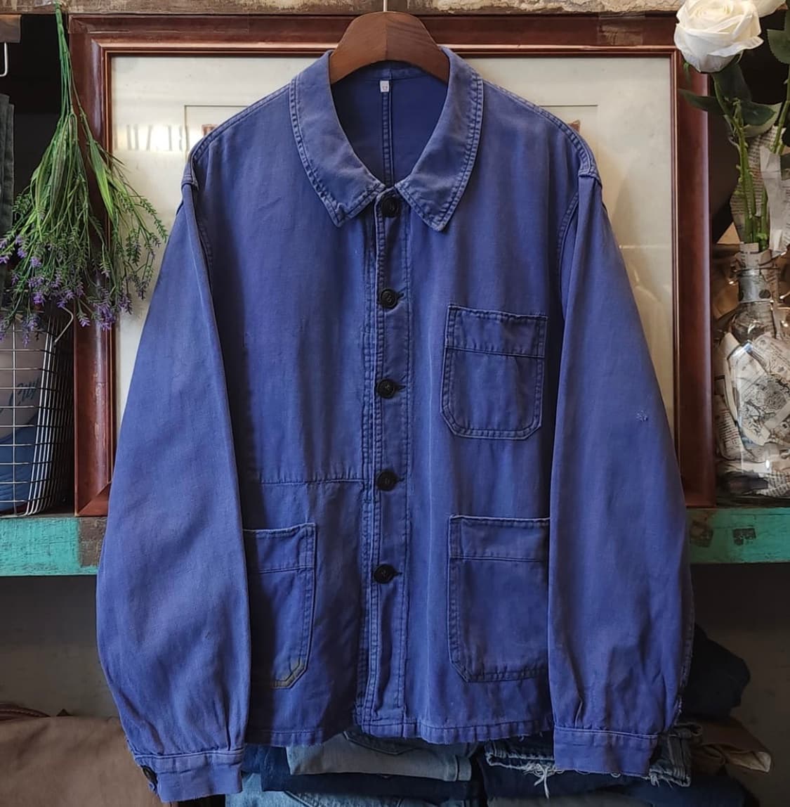 60s 빈티지 프렌치 워크자켓 52 페이딩 퍼플 블루 L 상품이미지1
