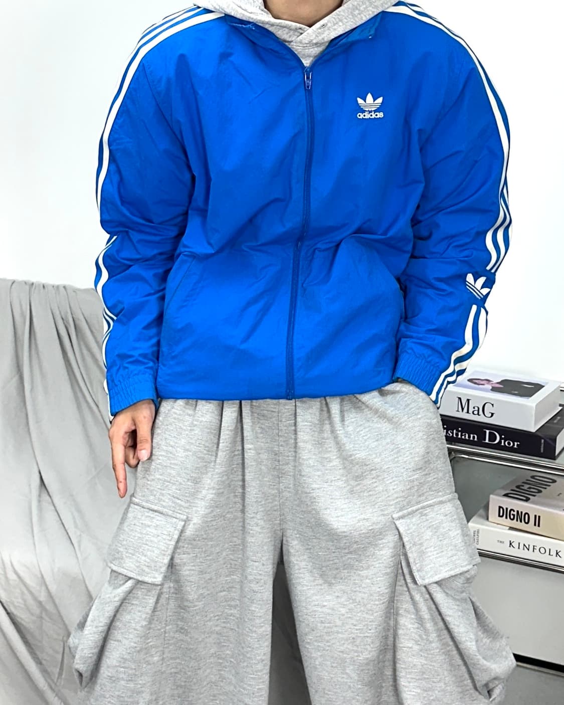 아디다스 블루 락업 트랙탑 바람막이 L 상품이미지2