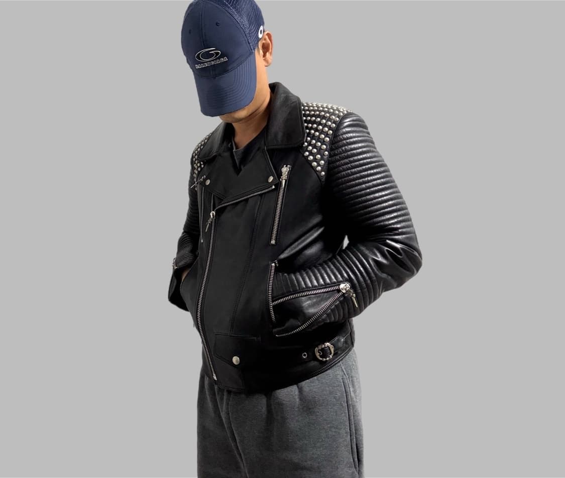 체사레파치오티 송아지가죽  스터드 바이커자켓 상품이미지2