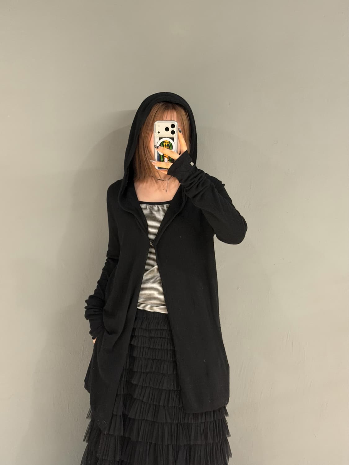snap button hood detail cardigan 상품이미지2