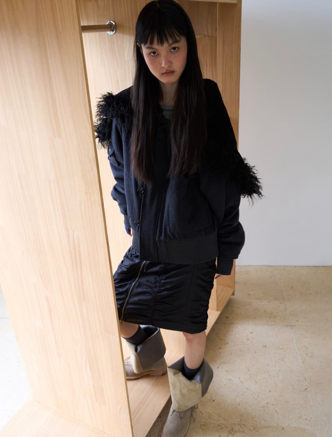 밀로우먼 버튼 플라이트 울 파카 상품이미지1