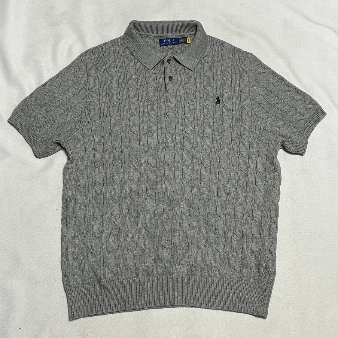 XL 폴로랄프로렌 그레이 케이블 반팔 니트 상품이미지2