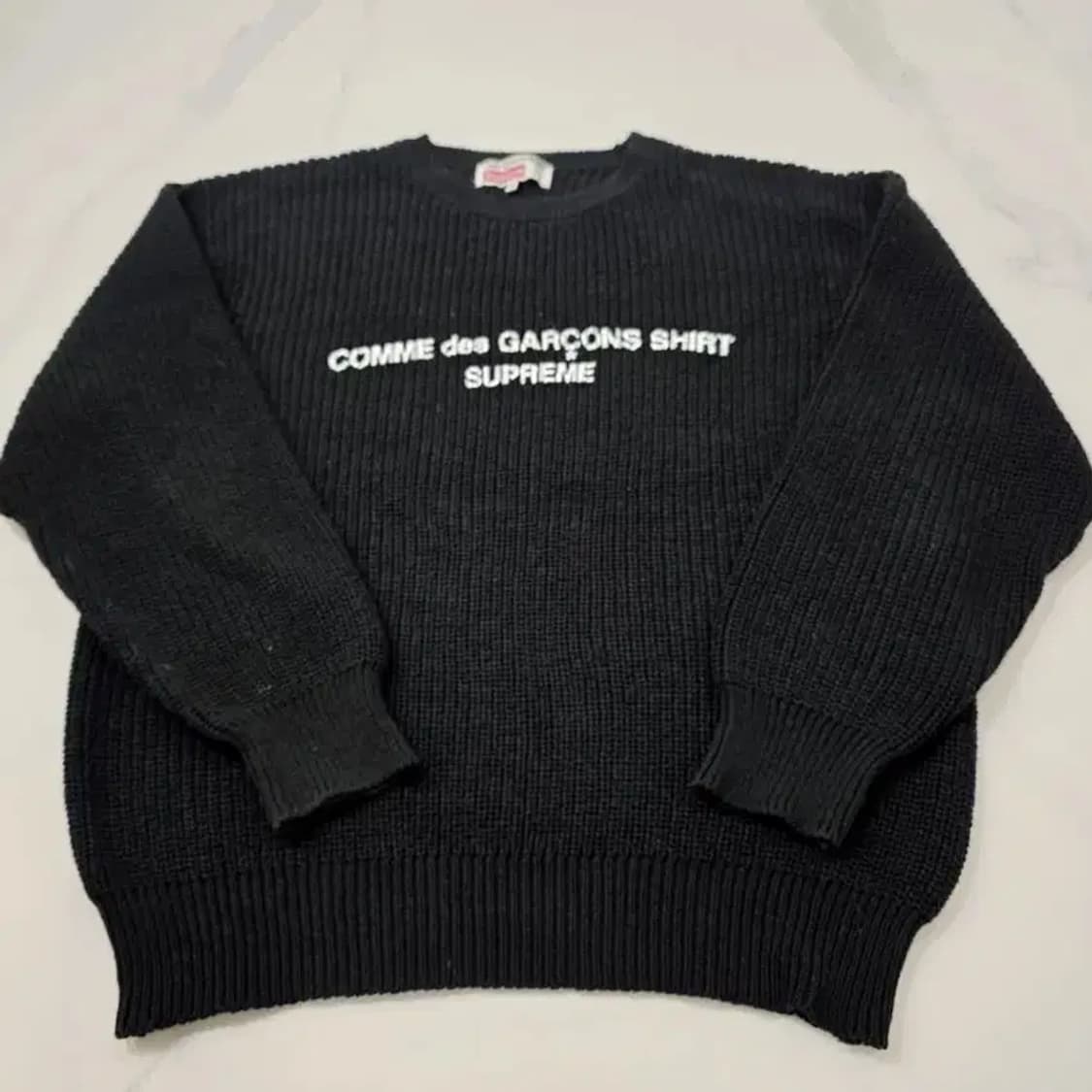 [정품] 슈프림 x 꼼데가르송 셔츠 18FW 로고 니트 블랙 M/100 상품이미지3
