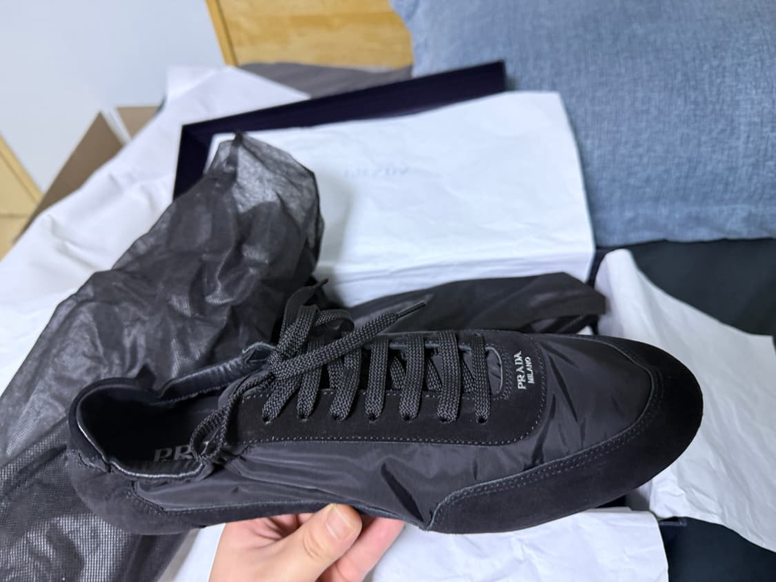 (UK9)프라다 컬랩스 나일론 스니커즈 블랙 상품이미지1