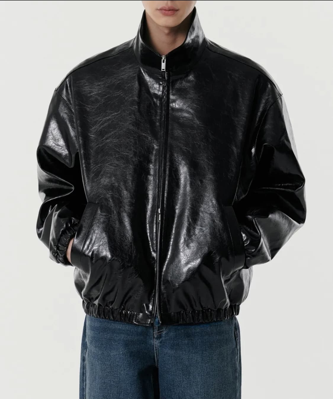 무신사스탠다드 24Fw 신세틱 레더 하이넥 트랙자켓 L size 상품이미지2