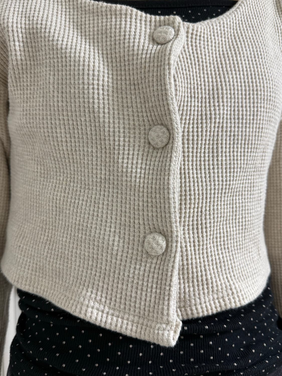 베이지 콩단추 가디건 코디셋 상품이미지3