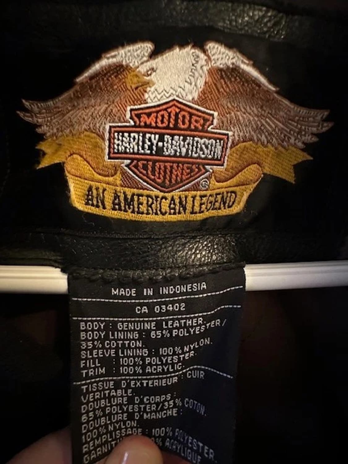 00s 할리데이비슨 레더 봄버 자켓 풀그레인 레더 자켓 상품이미지3