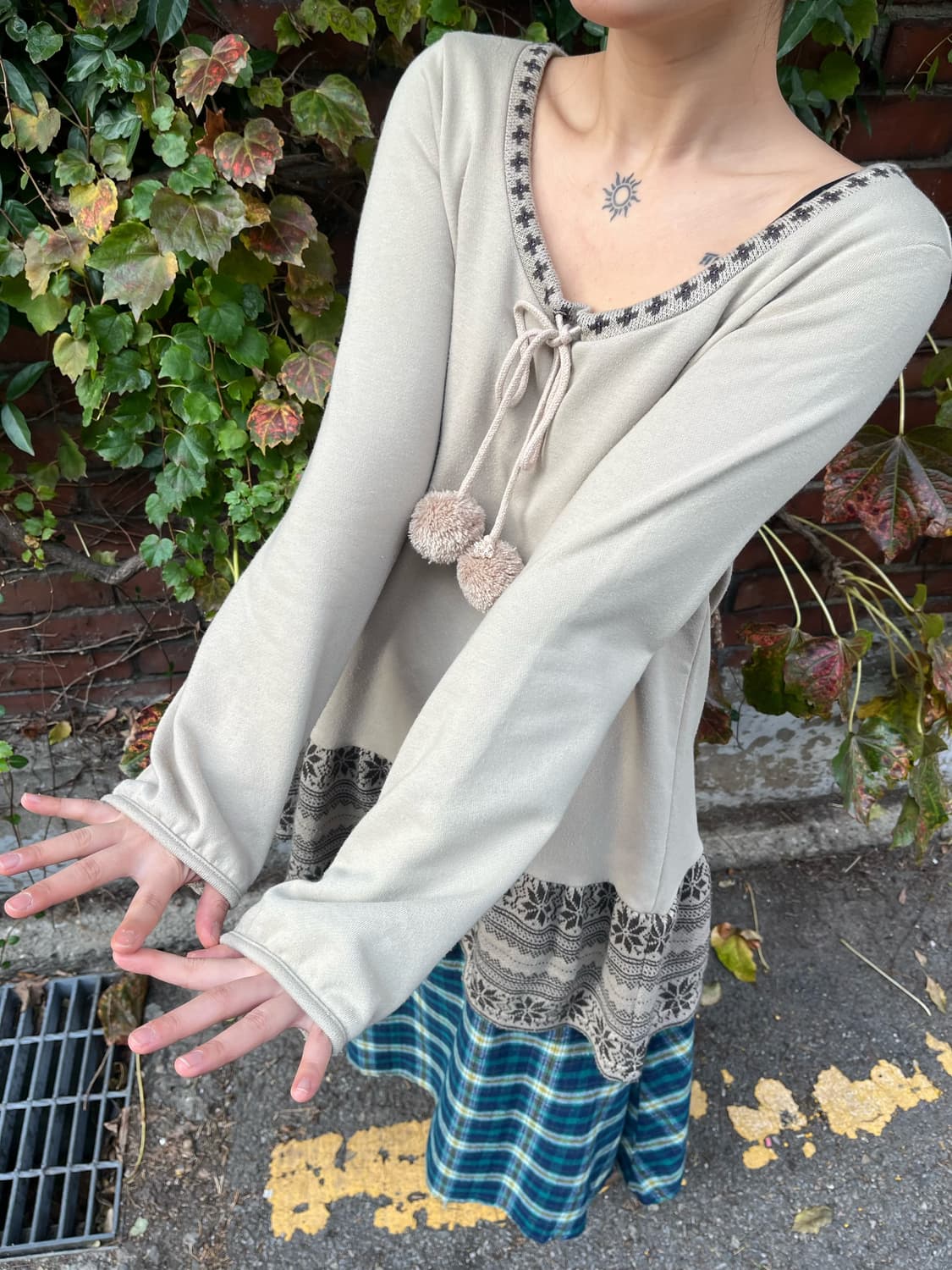 일본 무드 눈꽃 패턴 원피스 상품이미지3