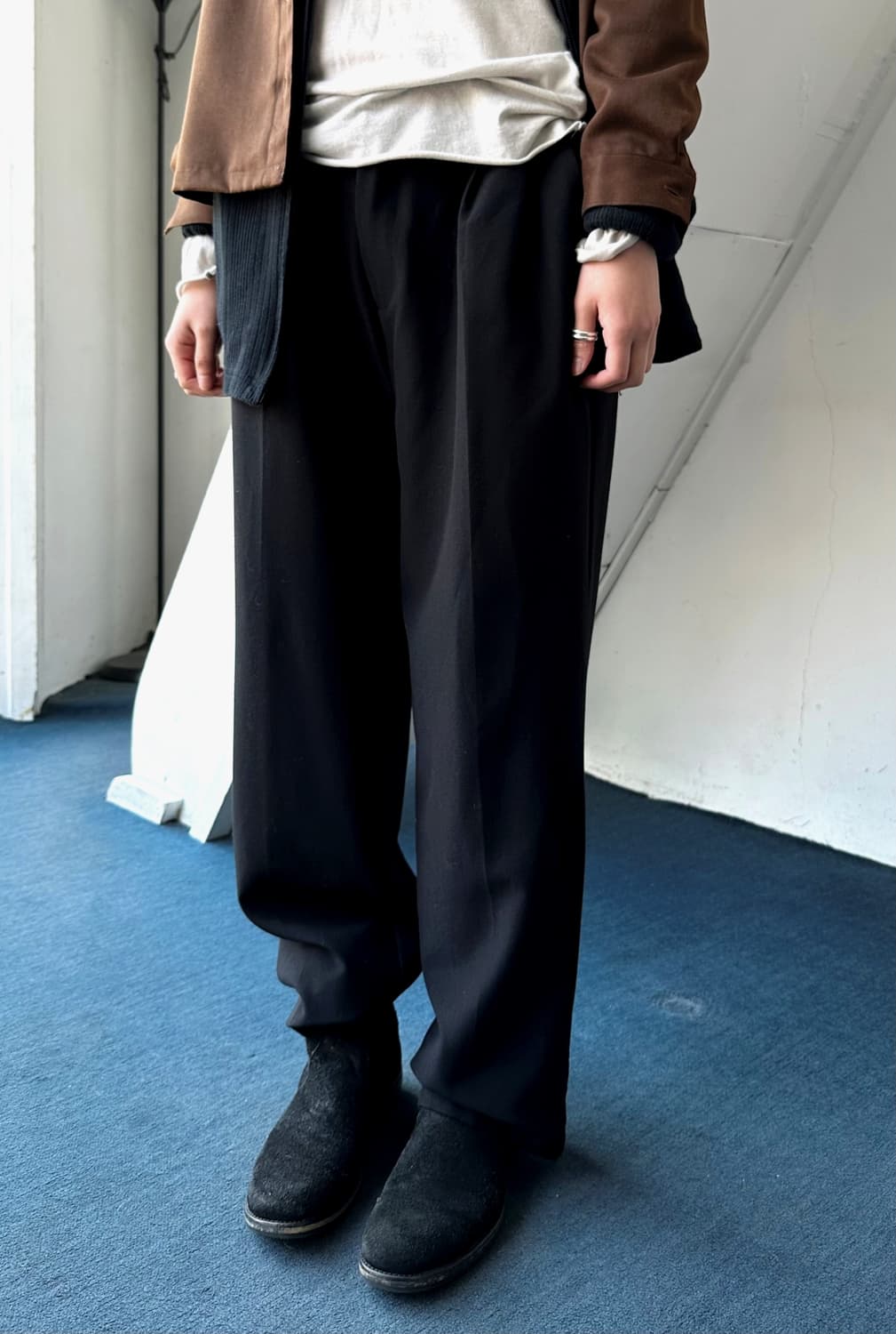 Poly rayon 2 tuck wide straight easy tro 상품이미지5