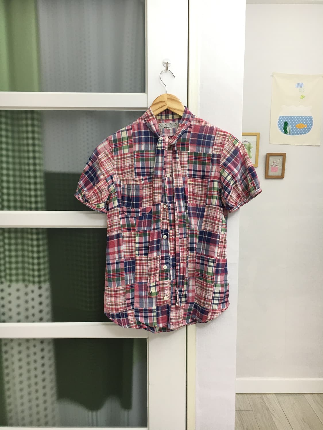 체크 타이 패치워크 셔츠 상품이미지1