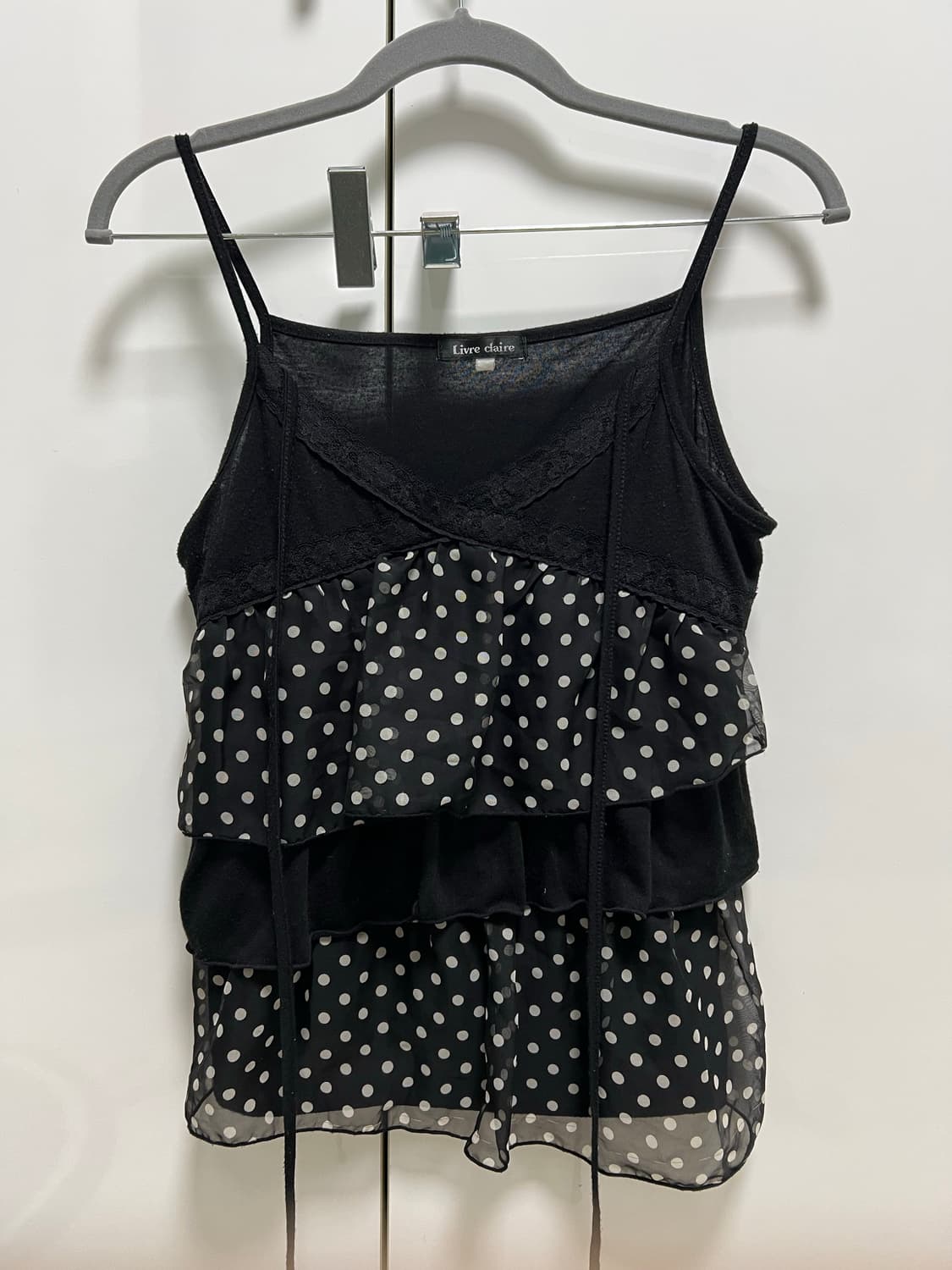 아케호무666 갸루 빈티지 도트 레이스 나시 상품이미지1