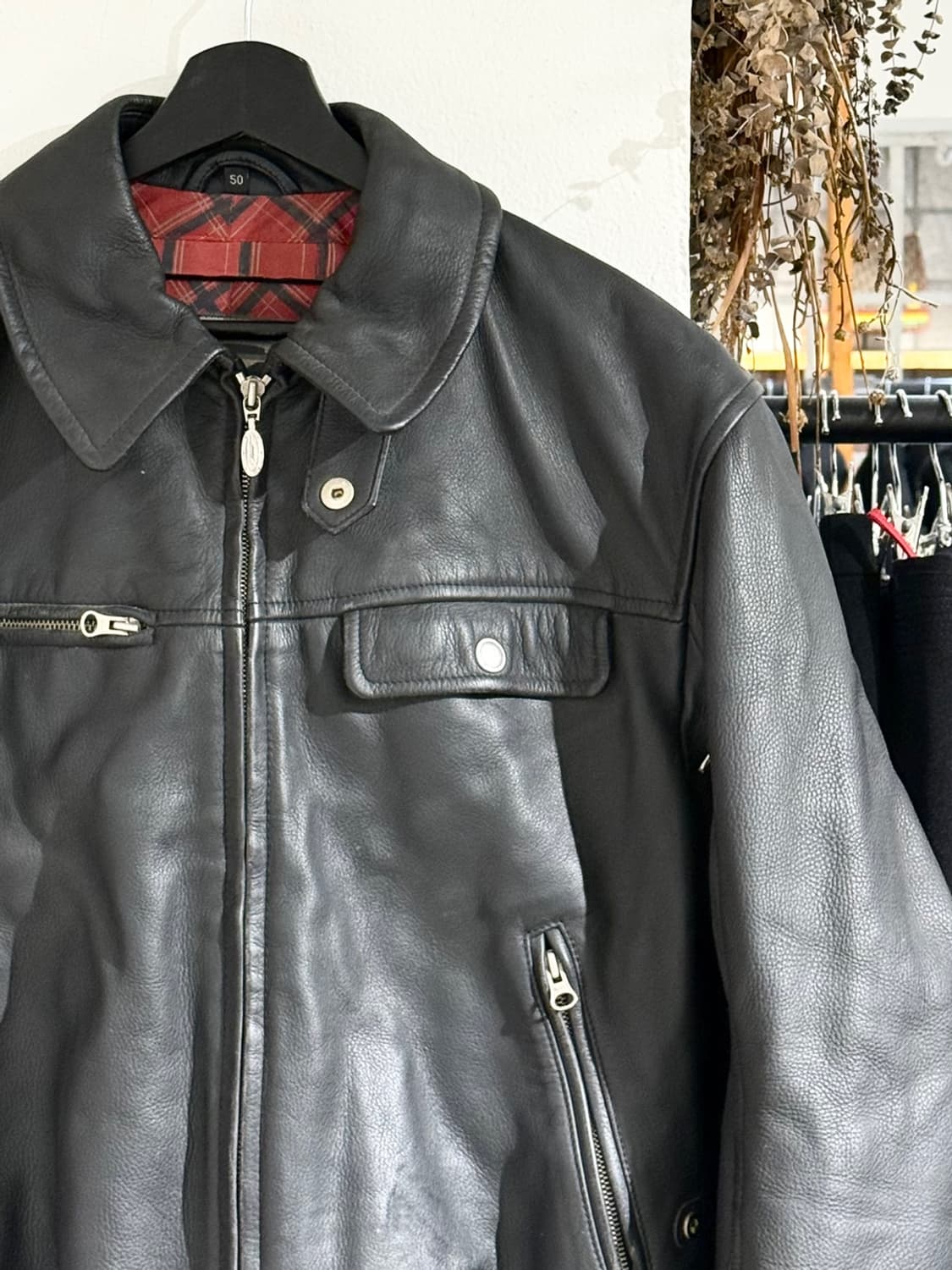 bmw 캐년 블랙 나파 레더 바이커 자켓 상품이미지3