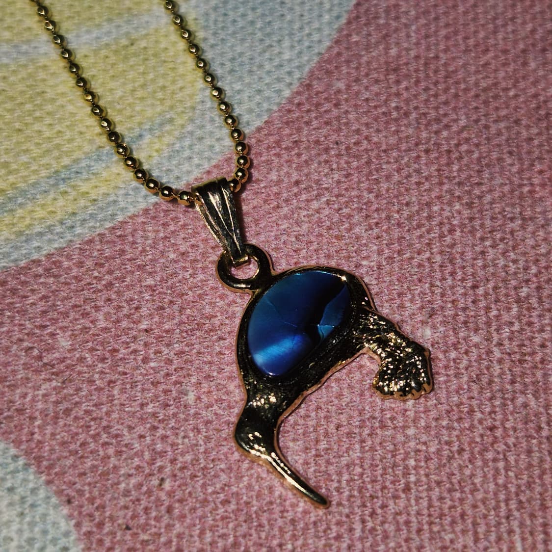 80s 뉴질랜드 파우아 자개 22k 키위새 목걸이 상품이미지9