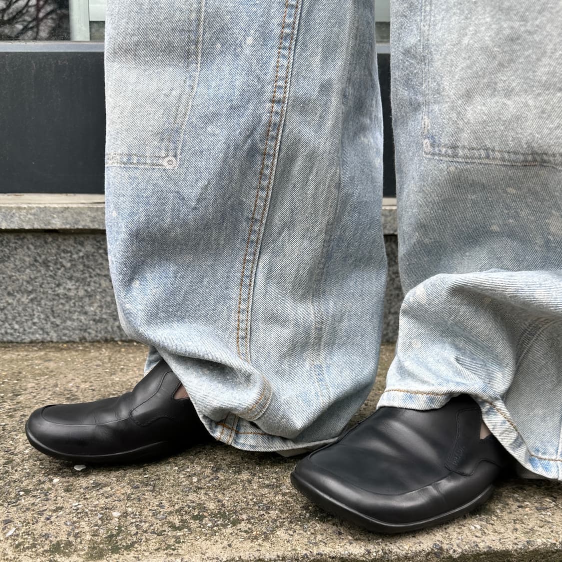 (레어) 00s 블랙 프라다 스포츠 스퀘어 토 가죽 로퍼 상품이미지8