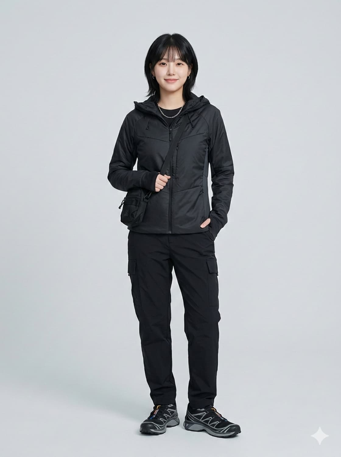 블랙야크(BLACKYAK) 후드 경량 패딩 자켓 블랙 상품이미지1