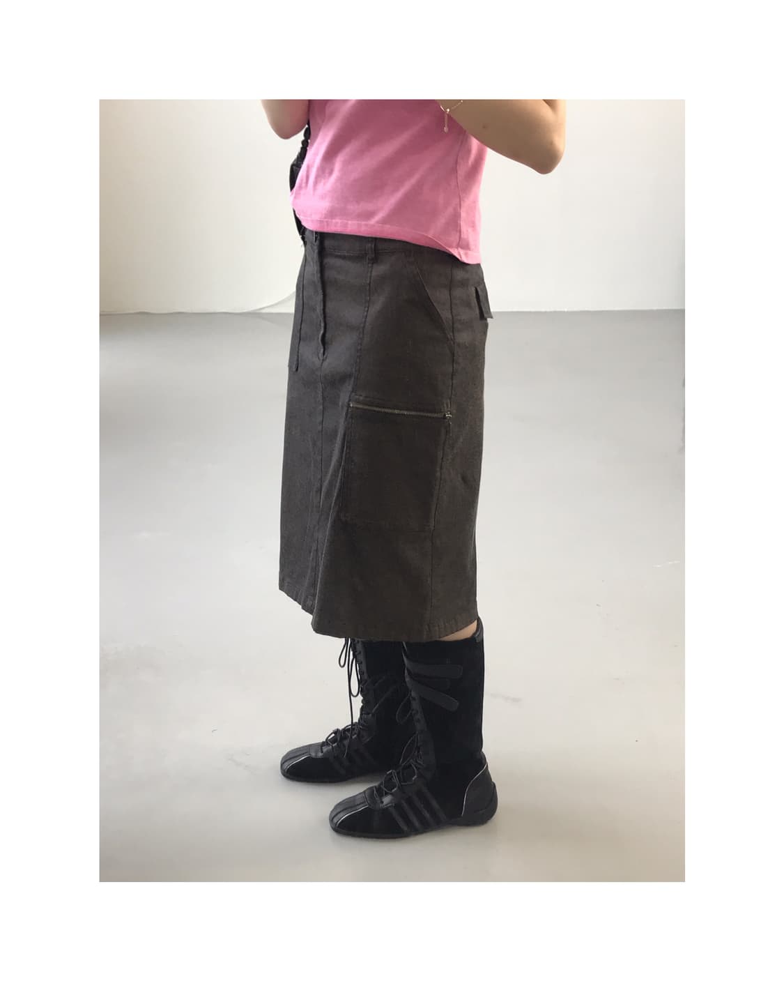 Comme Ca Ism Brown Midi Skirts 상품이미지1