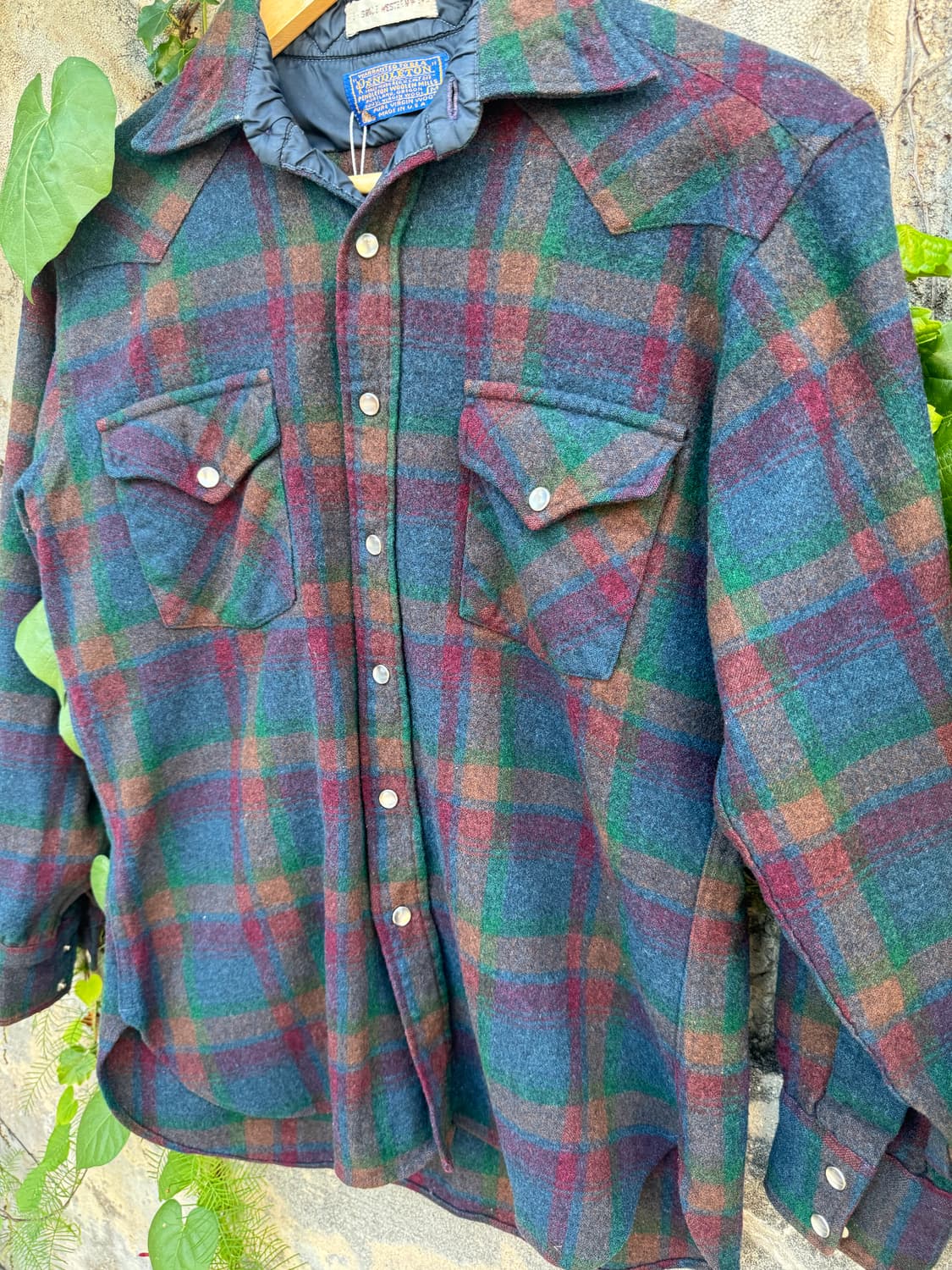 80s pendleton 펜들턴 울 체크 웨스턴 무지개 플란넬 셔츠 상품이미지3