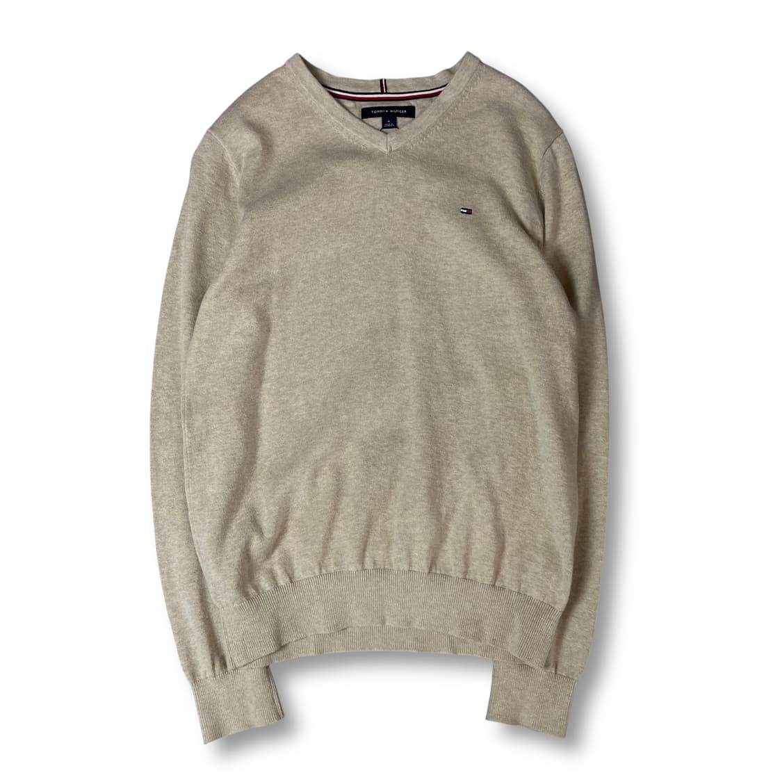 타미힐피거 연베이지 브이넥 긴팔 니트 M 상품이미지1