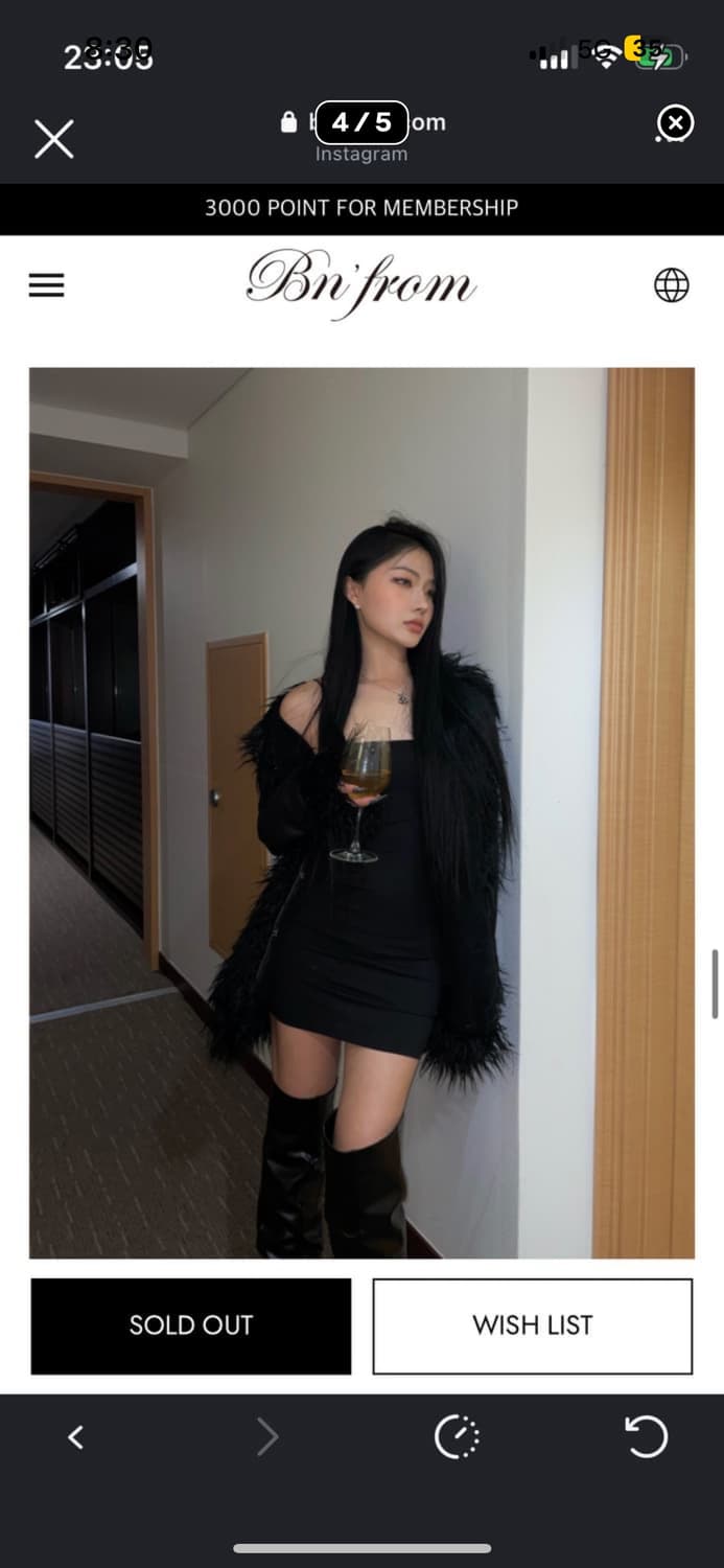 비앤프롬 무스탕 퍼 코트 블랙 고스로리로맨틱고딕 상품이미지3