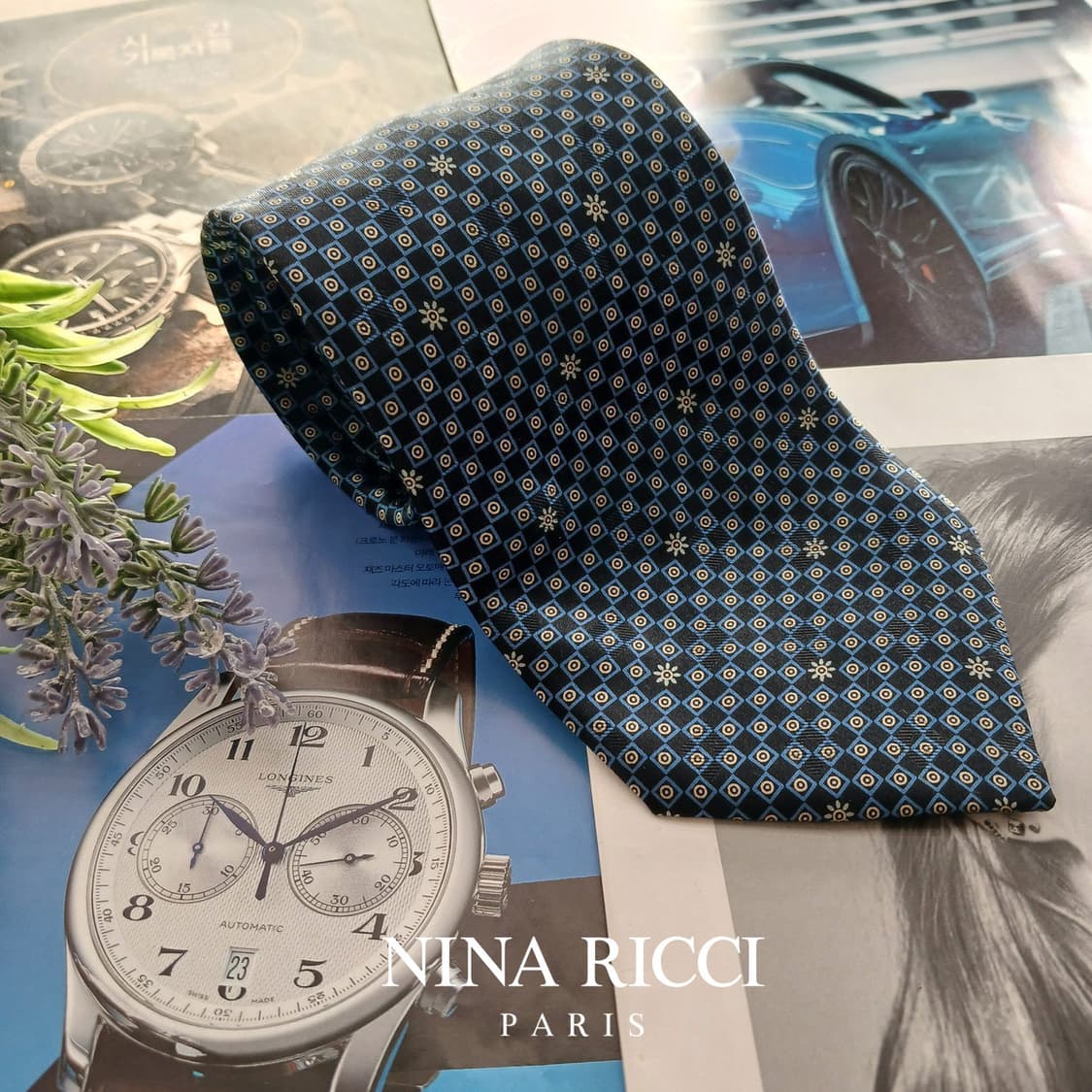 니나리치 실크 블루 자카드 넥타이 9.5cm A+등급 A18797
 상품이미지1