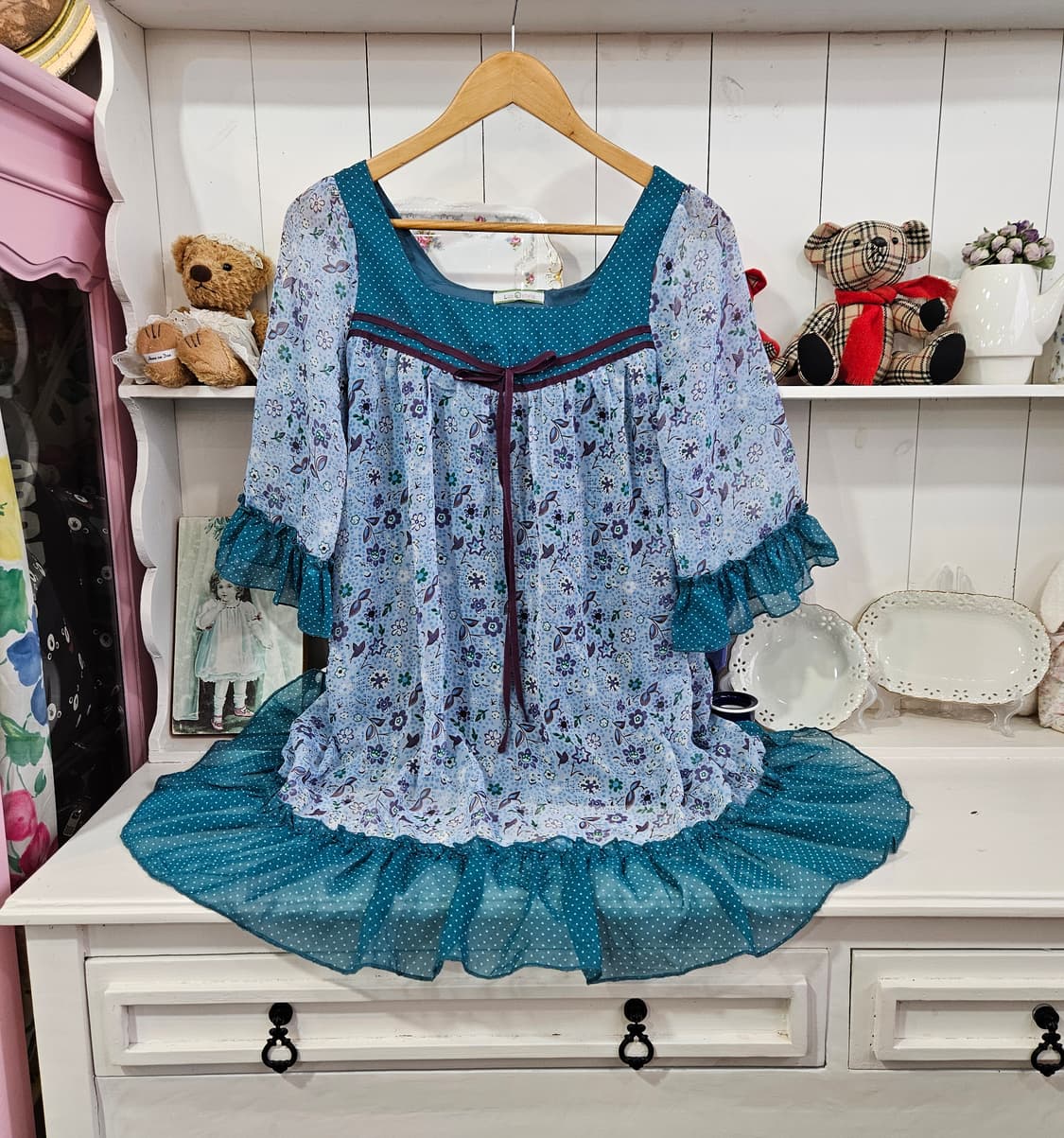 플라워 쉬폰 프릴 원피스 상품이미지1