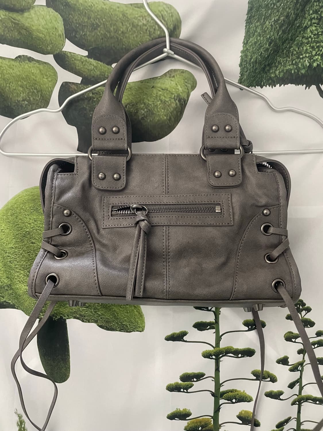 팬시클럽 벨티드 워싱 미니 레더백 그레이 상품이미지2