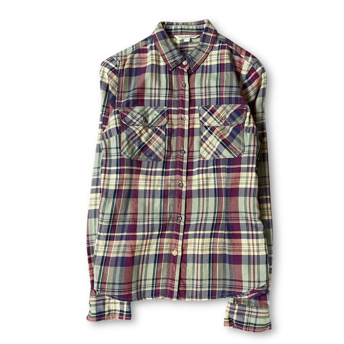 써스데이 아일랜드 빈티지 컬러 투포켓 체크 긴팔 셔츠 85 상품이미지1