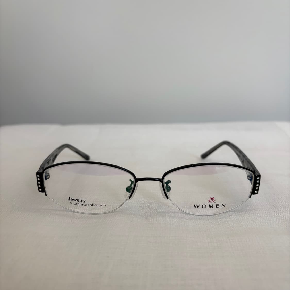 VENETIAN 블랙 큐빅 반무테 빈티지안경 상품이미지1